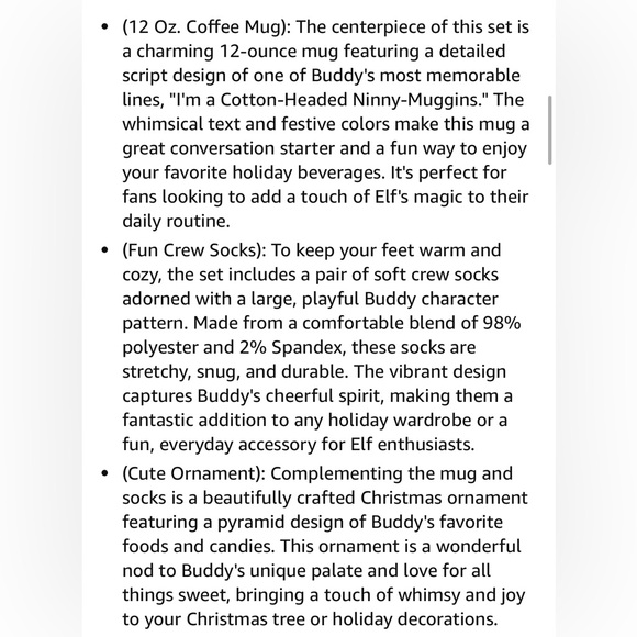 Buddy the efl gift set mug socks ornament new in box christmas movie nwt - Picture 4 of 9